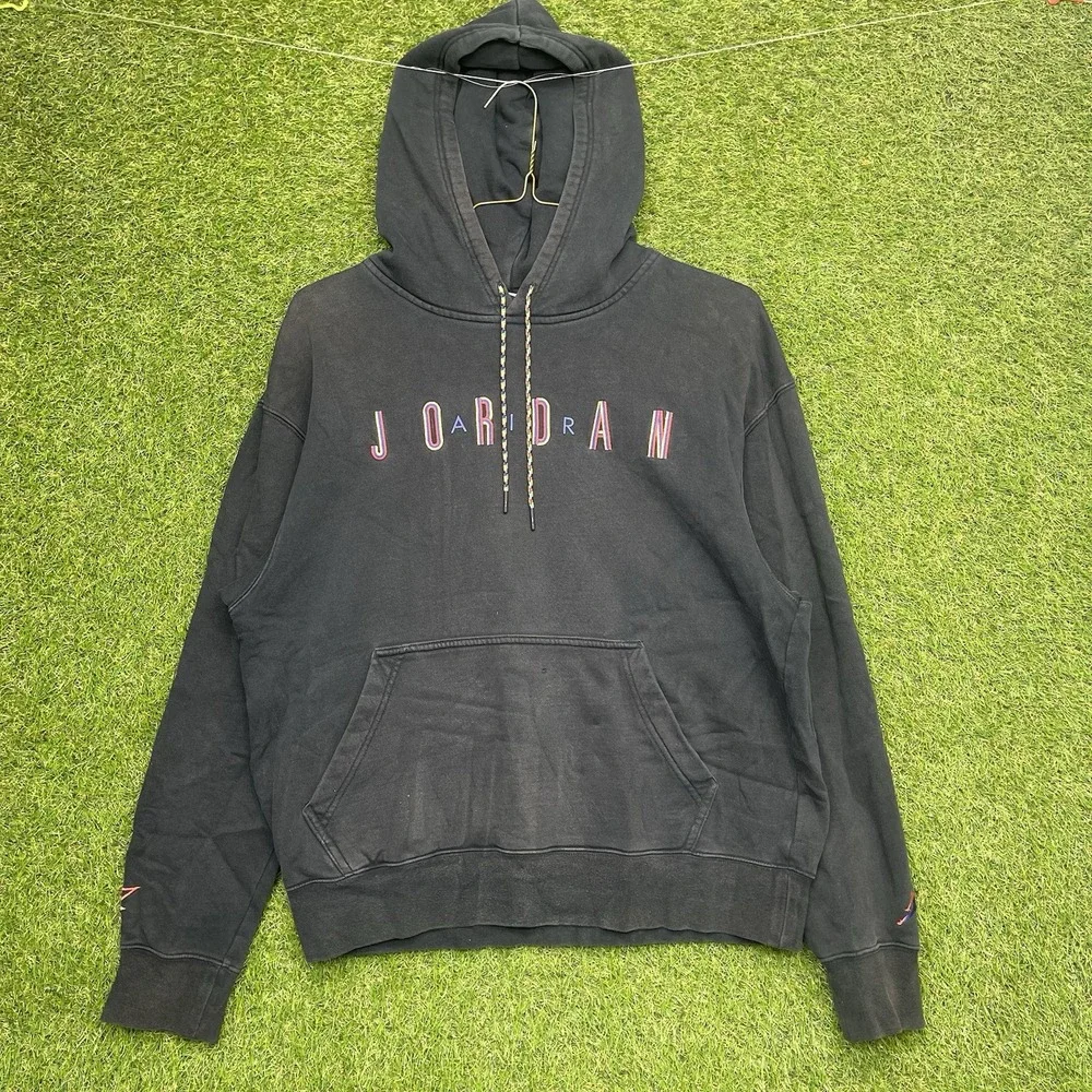 JORDAN Sweatshirt Mens Medium Nothing But Nets DNA Hoodie Black Y2K